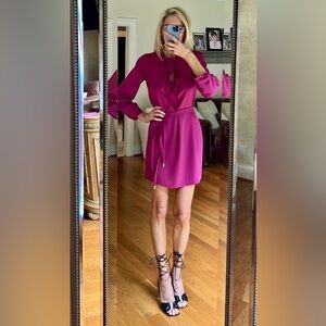 Diane Von Furstenberg Magenta Belted Mini Dress